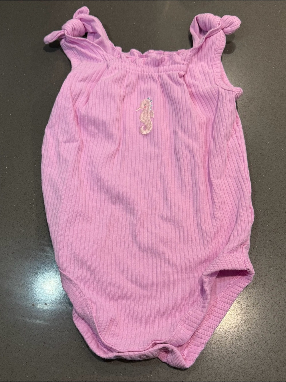 Pink Seahorse Ribbed Baby Romper - Kids Accessories
